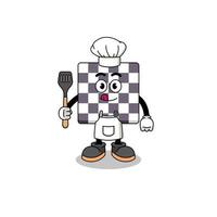 Mascot Illustration of chessboard chef vector