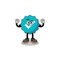 Mascot cartoon of verified sign posing with muscle vector