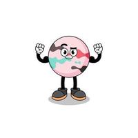 Mascot cartoon of bath bomb posing with muscle vector