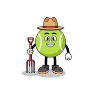 Cartoon mascot of tennis ball farmer vector