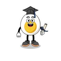 mascota de huevo cocido con pose de graduación vector