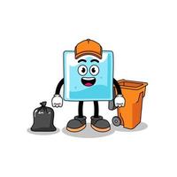 Illustration of ice block cartoon as a garbage collector vector