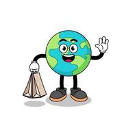 Cartoon of earth shopping vector