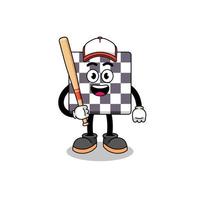 caricatura de la mascota del tablero de ajedrez como jugador de béisbol vector
