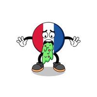 france flag mascot cartoon vomiting vector