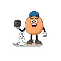 Mascot of egg as a bowling player vector