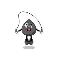 oil mascot cartoon is playing skipping rope vector