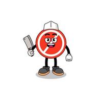 Mascot of stop sign as a butcher vector