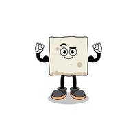 Mascot cartoon of tofu posing with muscle vector