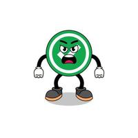 check mark cartoon illustration with angry expression vector