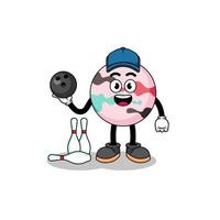 Mascot of bath bomb as a bowling player vector