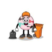 Illustration of bath bomb cartoon as a garbage collector vector