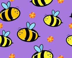 patrón con linda abeja vector