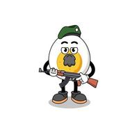 Character cartoon of boiled egg as a special force vector