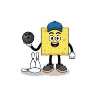 Mascot of sponge as a bowling player vector