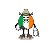 mascota del personaje de la bandera de irlanda como un vaquero vector