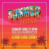 Summer festival banner with vintage tropical lettering postcard style and beach background vector