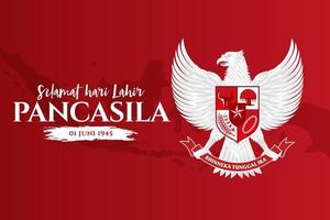 vector illustration. selamat hari Lahir Pancasila. Translation Happy Pancasila day.