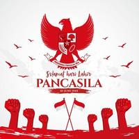 vector illustration. selamat hari Lahir Pancasila. Translation Happy Pancasila day.