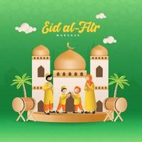 eid al fitr mubarak tarjeta de felicitación ilustración vectorial vector