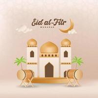 Eid al fitr mubarak greeting card vector illustration