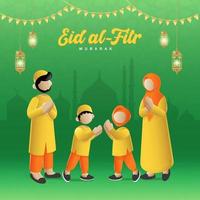 eid al fitr mubarak tarjeta de felicitación ilustración vectorial vector