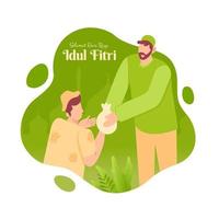 Selamat hari raya Idul Fitri is another language of happy eid mubarak in Indonesian vector