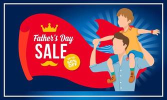 happy father's day sale banner with 50 percent off offers. vector