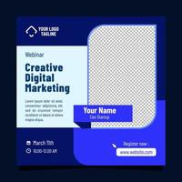 Webinar social media post template for creative digital marketing vector