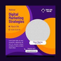 Webinar digital marketing strategis social media post template vector