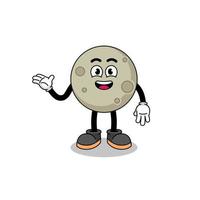 moon cartoon with welcome pose vector