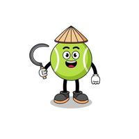 Illustration of tennis ball as an asian farmer vector