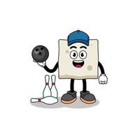 Mascot of tofu as a bowling player vector