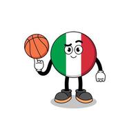 italy flag illustration as a basketball player vector