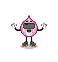 Illustration of sliced onion with a vr headset vector