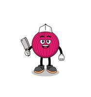 Mascot of onion red as a butcher vector