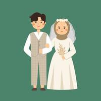 muslim bride and groom getting married vector