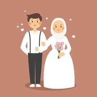 muslim bride and groom vector