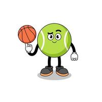 tennis ball illustration as a basketball player vector