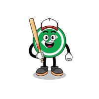 caricatura de mascota de marca de verificación como jugador de béisbol vector