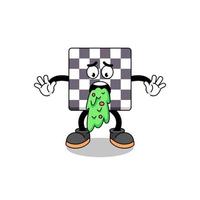chessboard mascot cartoon vomiting vector