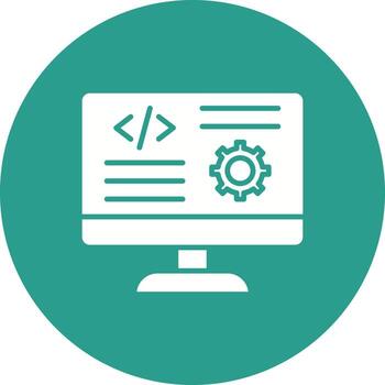 Code Settings Glyph Circle Background Icon vector