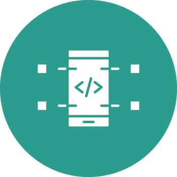 icono de fondo de círculo de glifo de codificación móvil vector