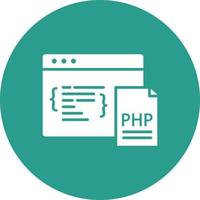 icono de fondo de círculo de glifo de codificación php vector