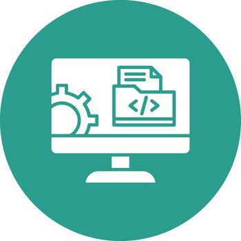 Web Development Glyph Circle Background Icon vector