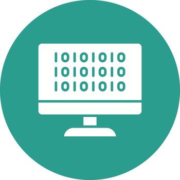 icono de fondo de círculo de glifo de código binario vector