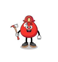 Cartoon mascot of blood firefighter vector