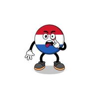 Character Illustration of netherlands flag with tongue sticking out vector