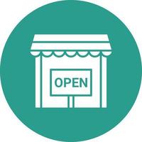 Shop Open Glyph Circle Background Icon vector