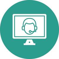 Online Call Center Glyph Circle Background Icon vector